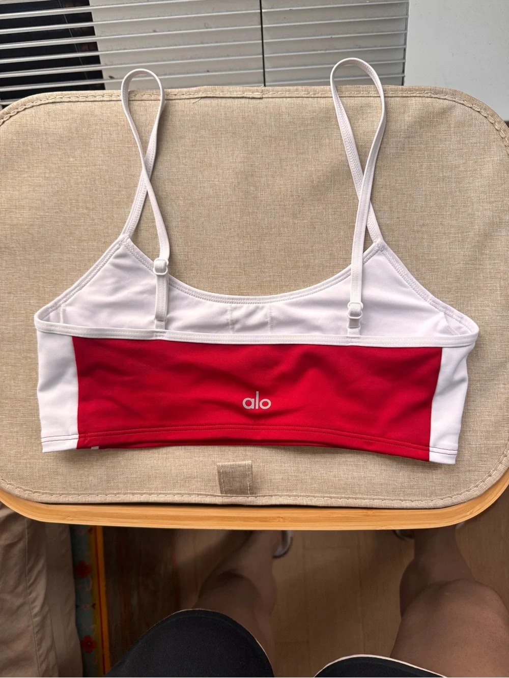ALO Yoga Red and White Strappy Sports Bra